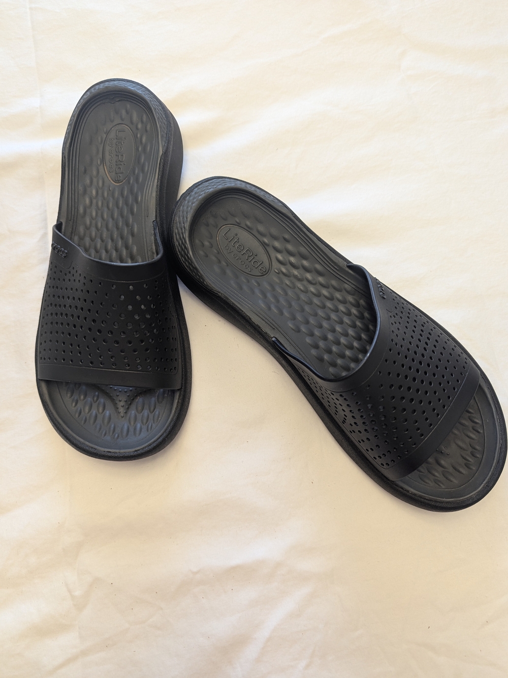 Lite Ride by Crocs Black Men’s Perforated Slide Sandals